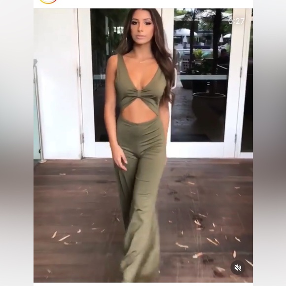 HOT MIAMI STYLES GREEN JUMPSUIT, S - Picture 4 of 11